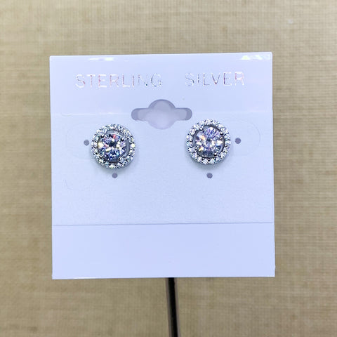 Sterling Silver April Halo Stud