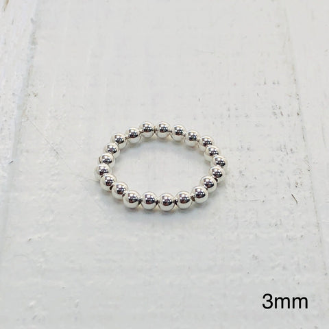 3MM BEADED STERLING SILVER RING