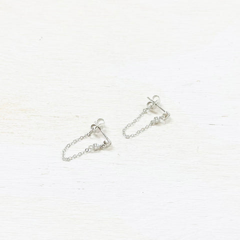 SS CZ Stud with Chain Drop