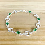 Sterling Silver Claddagh Emerald Green Bracelet