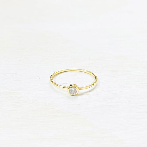 Sterling Silver Gold Plated Clear Stone Ring