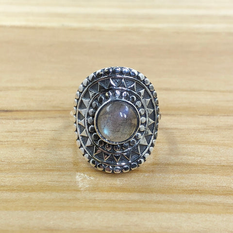 Sterling Silver Labradorite Sunburst Ring