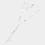 Fashion Silver Tone Flower Y Chain Necklace