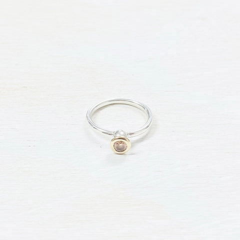 Sterling Silver Estate Gold Tone Accent Ring
