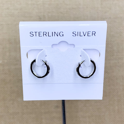Sterling Silver Rounded Star CZ Huggie Hoop