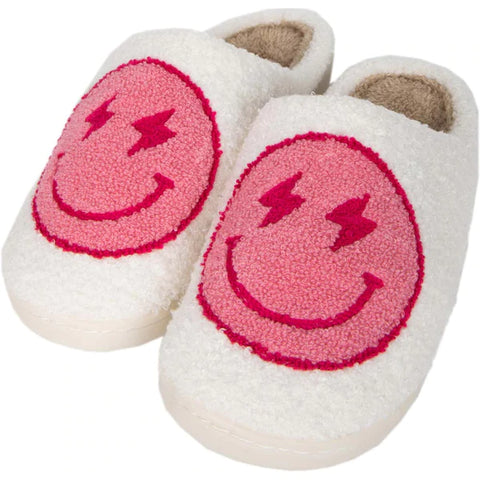 Katydid Pink Lightening Happy Face Slippers