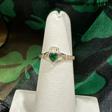 Sterling Silver Emerald Green Claddagh Ring