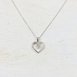 SS Heart Half CZ Necklace 18”