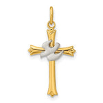 Sterling Silver Gold Plated Dove on Cross Pendant Necklace