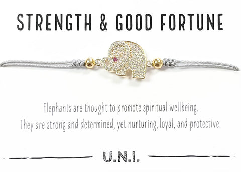 Strength & Good Fortune Bracelet- Grey Cord