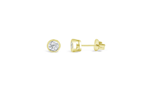 Gold CZ Bezel Stud