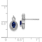 Sterling Silver September Created Sapphire and Diamond Earrings