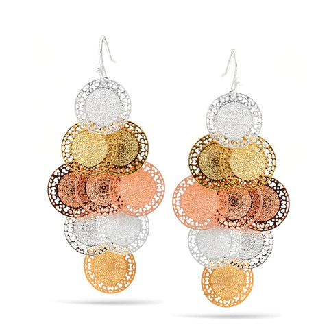 Fashion Tri-Tone Dangle Earrings