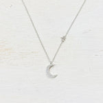 SS CZ Moon with Star Necklace