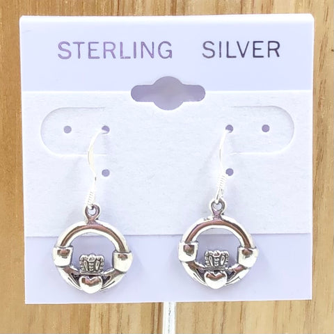 Sterling Silver Claddagh  Dangle Earrings