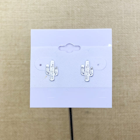 Silver Tone Cactus Studs