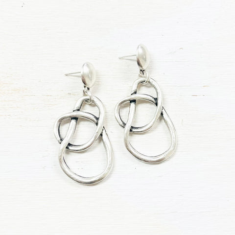 Fashion Silver Tone Abstract Earrings