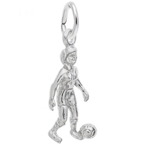 Sterling Silver Female Soccer Player Charm