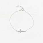 SS CZ Cross Bracelet 7-8”