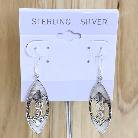 Sterling Silver Mother of Pearl Dangle Earrings