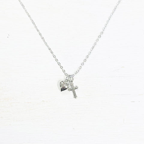 Children’s Cross and Heart Necklace