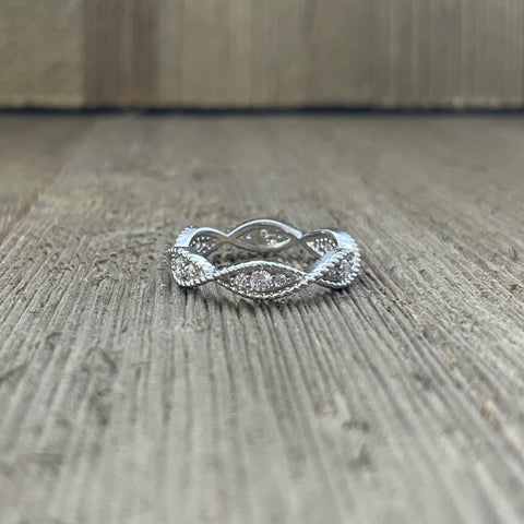 Sterling Silver Studded Twist Ring