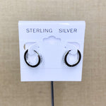 Sterling Silver Wide CZ Huggie Hoop
