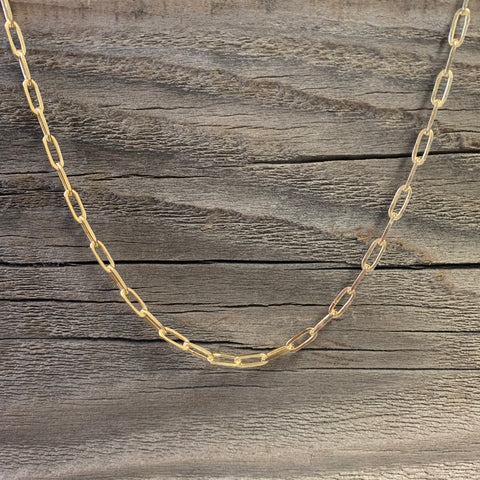 Gold Tone Thick 18” Paper Clip Chain