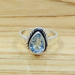 Genuine Blue Topaz Teardrop Ring-Size 7