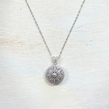 Sterling Silver Open Circle Flower Pendant Necklace with CZ Stones