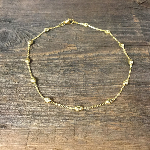 Sterling Silver Gold Plated 10" Anklet