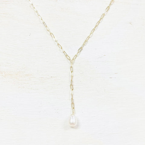 Sterling Silver Gold Plated Pearl Drop Necklace