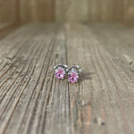 Sterling silver pink sapphire Studs