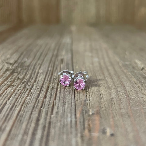 Sterling silver pink sapphire Studs