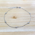 CZ Ball Sterling Silver Chain Anklet