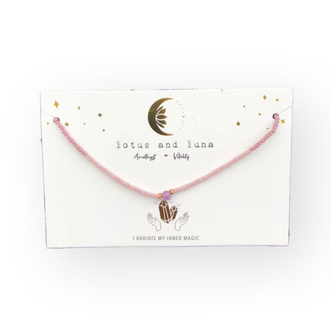 Lotus & Luna Crystal Stone Necklace - Vitality