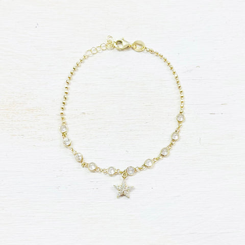 Sterling Silver Gold Plated Star Charm Bracelet