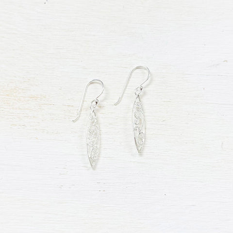 Sterling Silver Leaf Dangle Earrings