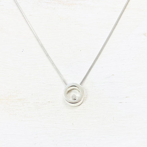 Sterling Silver and 18k Gold Circle Estate Necklace