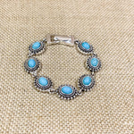 Magnetic Silver Tone Oval Turquoise Fashion Bracelet