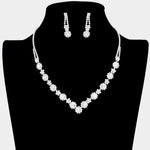Fashion Silver Tone Rhinestone Flower Necklace and Earring Set