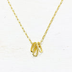 Gold Tone Paperclip Chain Charm Necklace
