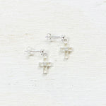 Sterling Silver Dangle Cross Earrings with CZ