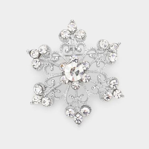 Fashion Rhinestone Snowflake Pin