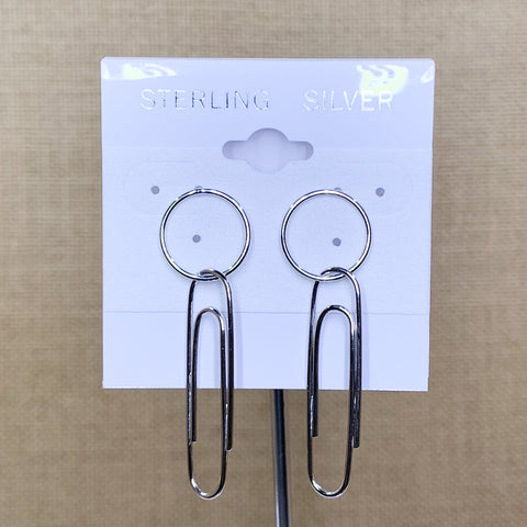 Sterling Silver Paperclip Dangle Stud