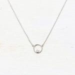 SS Circle w CZ Necklace 16-18”