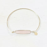 Sterling Silver Gold Tone Pink Rectangle Stone Bracelet