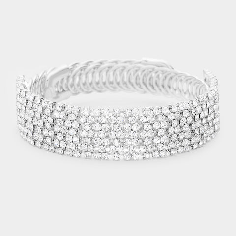 Fashion Silver Tone Adjustable Rhinestone Bracelet