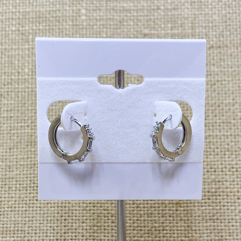 Silver Tone Huggie Hoop