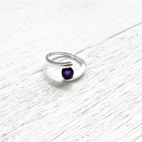 Sterling Silver February Round Ring